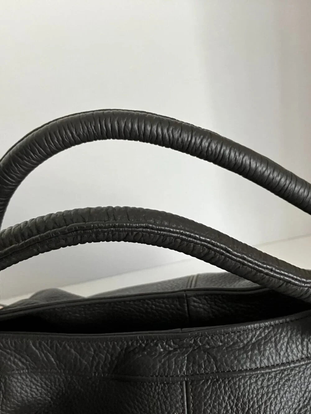 APC XL Brown Pebble Grain Leather Hobo Bag Zippers Pockets